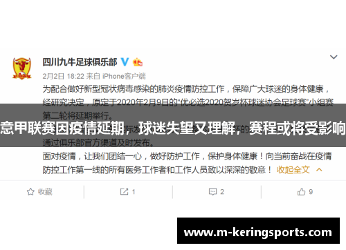 意甲联赛因疫情延期,球迷失望又理解,赛程或将受影响